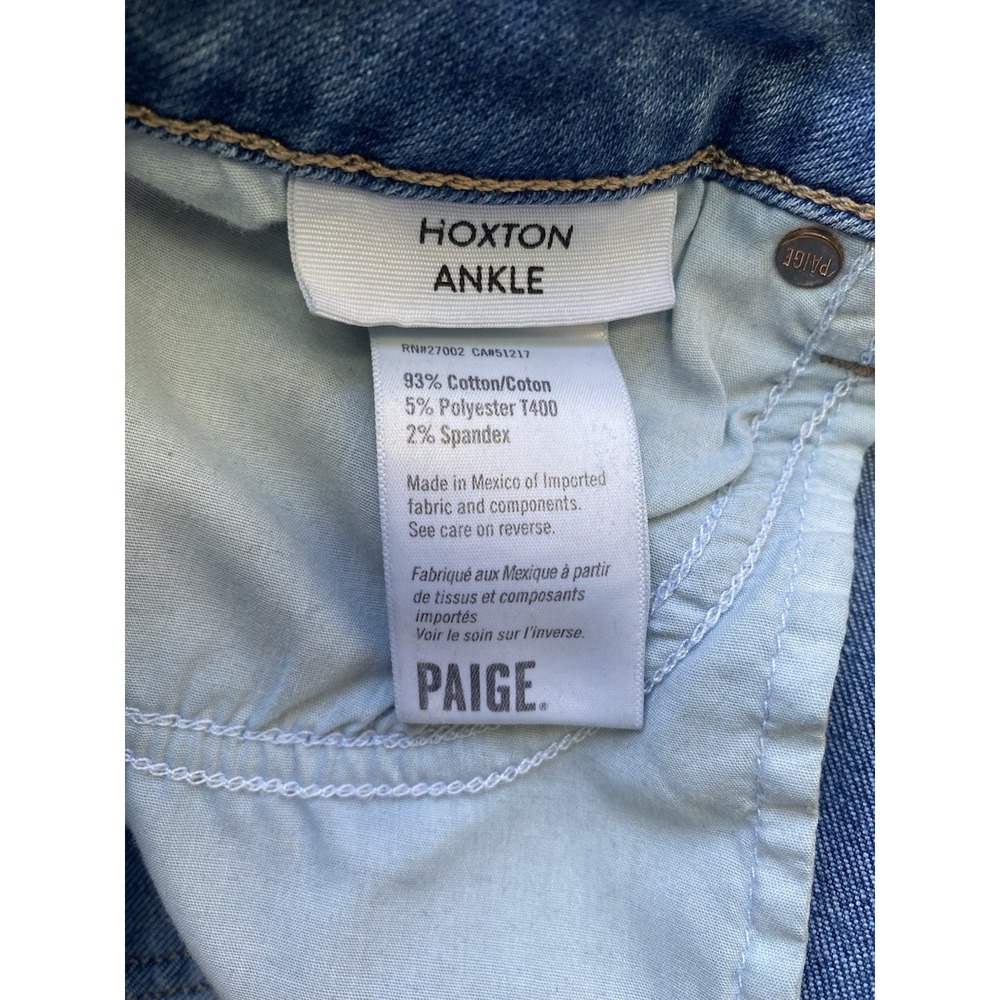 PAIGE Hoxton Ankle Transcend Vintage High Rise Skinny Jeans Raw Frayed Hem 29 - Picture 6 of 16